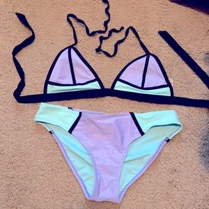 Blue and purple bathing suit